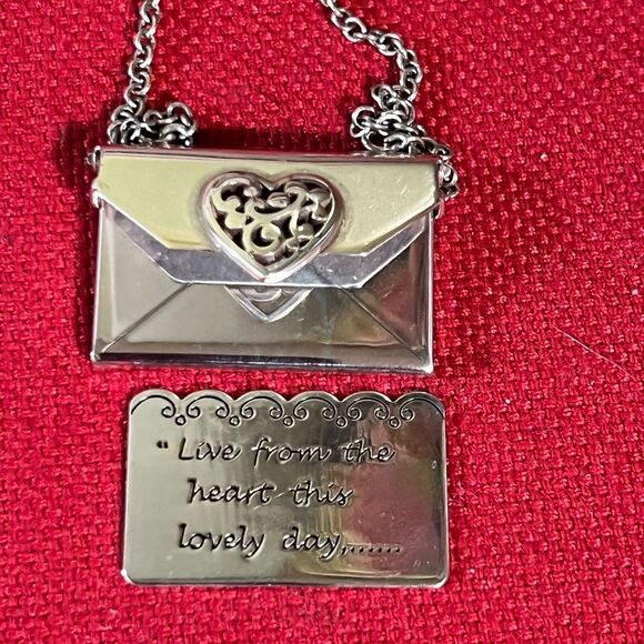 Brighton Silver Heart Envelope With Post Card Inside Necklace #BJNK - Picture 8 of 10